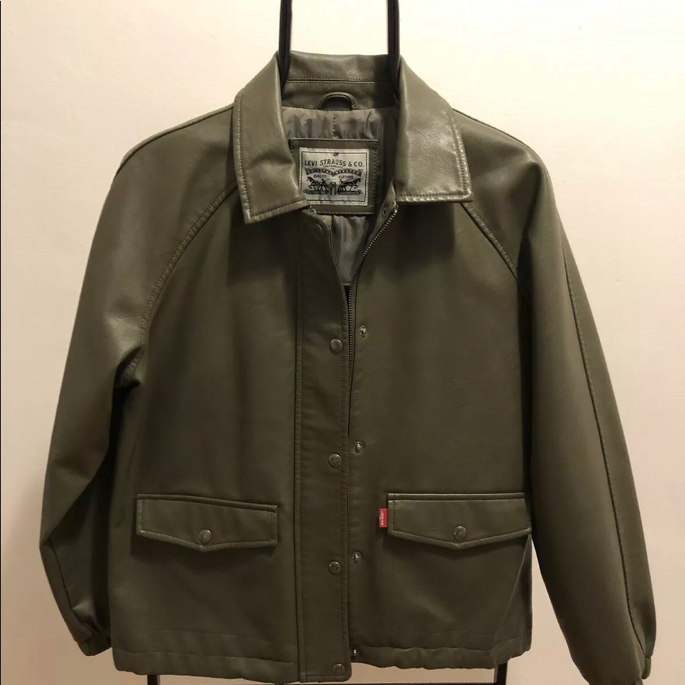 Levi Strauss Men's Olive Green Leather Jacket